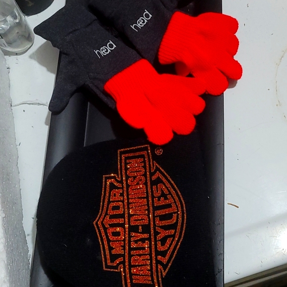 Head Other - Toddler beanie, toddler mittens and red gloves. Winter gear Toddler